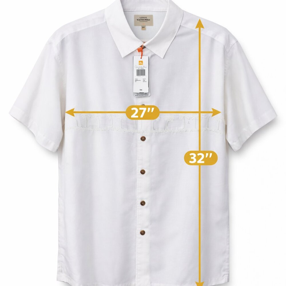 Quiksilver Waterman Men’s XXL Tahiti Palms Button-Up Shirt White NWT - Picture 3 of 14